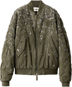 Garment-dyed Gabardine Bomber Jacket In Olive Green