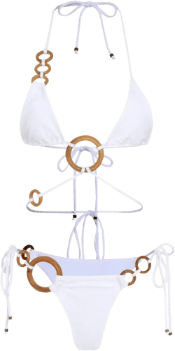ring-embellished triangle bikini set