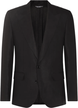 Men's Single-breasted Linen Jacket In Black