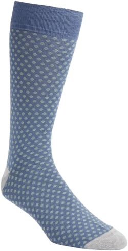Dot Pattern Combed Cotton Blend Dress Socks In Blue
