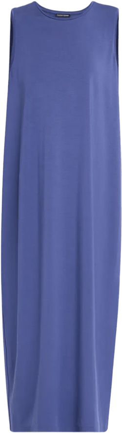 Round Neck Oval Stretch Sleeveless Midi Dress In Bluette