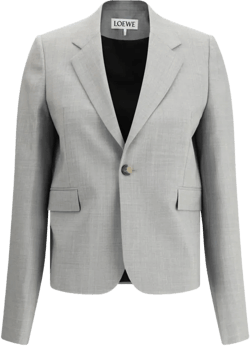 Single-breasted Wool Jacket In Gray