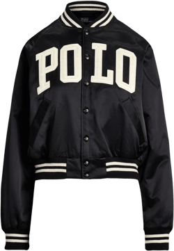 Satin Bomber Jacket With Contrast Details In Black