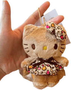 Sanrio Kuromi Leopard Print Skirt KT Keychain Pendant, Women Girl Bag Charm Plush Doll Gift