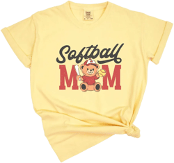 Simply Sage Market Softball Mom Teddy Bear Garment Dyed Tee - 2XL - Butter
