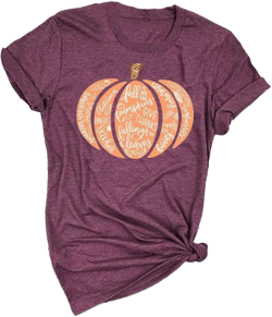 Ykomow Fall Pumpkin Shirts Womens Casual Autumn Thanksgiving Graphic Tees Halloween Tops Large Purple