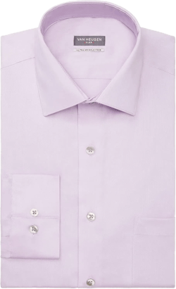 Van Heusen Men's Dress Shirt Regular Fit Ultra Wrinkle Free Flex Collar Stretch 15"-15.5" Neck 32"-33" Sleeve Lilac