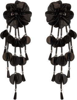 Black Statement Floral Drape Earrings