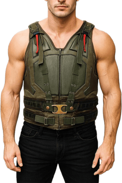 SpazeUp Bane Dark night Shearling Winter Ginger Brown Tom Hardy Trench Leather Coat - Militry Style leather Vest For Men Small Green Faux Leather Vest