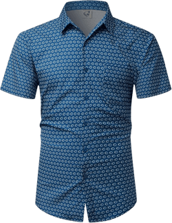 Hardaddy Men's Pattern Short Sleeve Button Down Graphic Printed Business Casual Dress Shirts with Pocket X-Large Blue 01