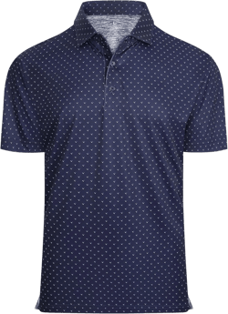 Alex Vando Mens Golf Shirt Moisture Wicking Classic Print Golf Shirts for Men Navy Sail Large
