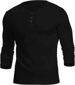 KUYIGO Men's Henley Shirts Short Long Sleeve Casual Summer Slim Fit Cotton Shirt Large B01 Black