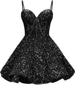 Ternlm Sequin Homecoming Dresses Short for Teens 2025 Spaghetti Cocktail Party Dress TN046 Black 16 Plus