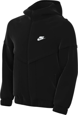 Nike Sportswear Windrunner Big Kids' Hooded Repel Jacket (FZ5516-010, Black/Black/Black/White) Medium