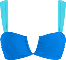 ZAFUL Women's Strapless Bandeau Bikini Top Ribbed V Wired Lace Up Ruffle Tie Swimsuits Bathing Suits Only Top