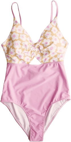 Caden Lane Women’s Ruched One-Piece Swimsuit, Chlorine-Resistant UPF 50+ Sun Protection Swimwear with Flattering Fit, Built-in Bust Support, & Lightweight Fabric, Sunshine Daisy, Medium