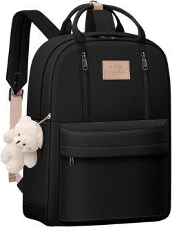 GAXOS Cute Backpack for School Aesthetic Backpack Purse for Women Girls Black Book Bag Korea Style Bookbag