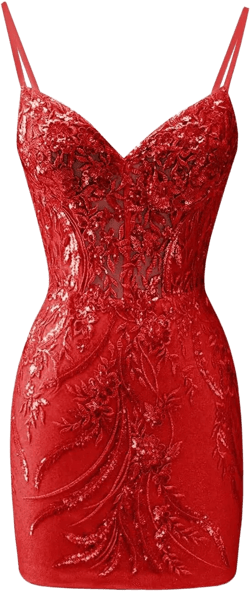 OFEECHUN Women's Short Homecoming Dresses Tight Sequin Prom Cocktail Dress for Teens 4 Red