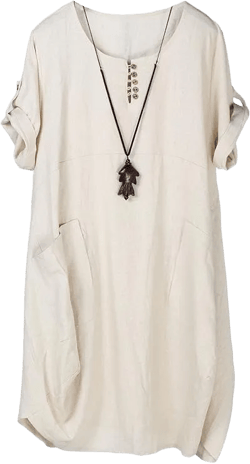 Minibee Women's Ruffle Oversize Casual Midi Dresses with Pockets X-Large Beige