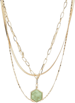 Green Stone Drop Chain Necklace