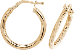 9ct Yellow Gold Hoop  Earrings. 21mm*20mm. Hypoallergenic 9ct Gold Jewellery for women.