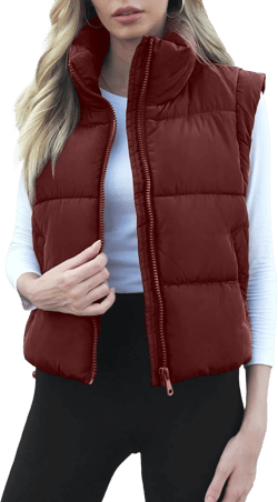 Puffer Vest Women Sleeveless Zip Up Outerwear Warm Lightweight Winter Jackets Coats with Pocket