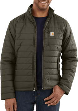 Carhartt Mens Rain Defender Relaxed Fit Lightweight Insulated Jacket Work Utility Outerwear, Moss, Medium US