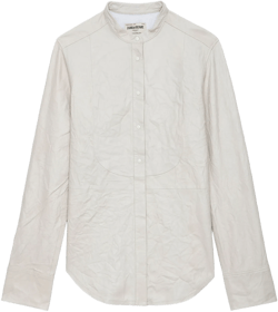 Chic Crinkled Leather Shirt