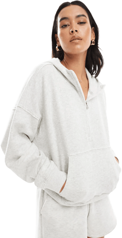 Hollister Women's White Logo Dad Zip Detail Hoodie