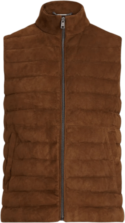 Ralph Lauren Men's Brown Quilted Suede Down Vest