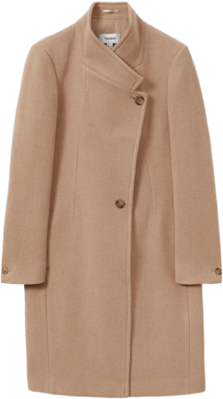 Reiss Women's Natural Petite Wool-Blend Longline Double-Breasted Coat