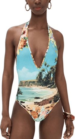 Reversible Bind Edge Halter One Piece