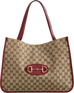 Gucci Tote Bag, Canvas with Leather Accent