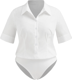 Cotton Collar Shirt Bodysuit Curve & Plus