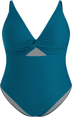 Shaping Ribbed V-neck Ruched Cut Out One Piece Swimsuit Curve & Plus