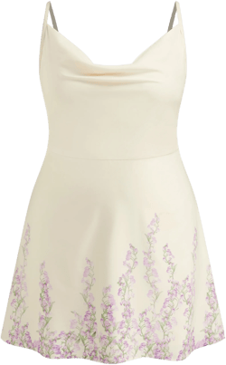 Cowl Neck Floral Lace up Mini Dress Curve & Plus