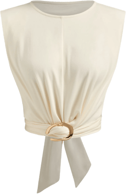 Cotton-blend Boat Neck Metal Detail Bowknot Tank Top