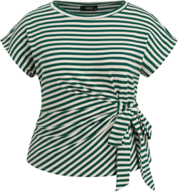 Cotton-blend Knotted Stripe Short Sleeve Tee Curve & Plus
