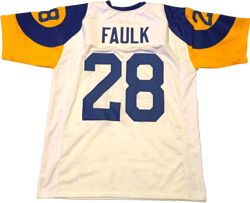 Marshall Faulk White Jersey Stitched Custom Football New No Brand/Logos, Red Large White