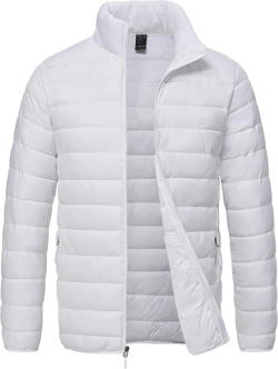 Rapoo Men's Puffer Jackets Lightweight Winter Jackets Coats Water Resistant Windproof Insulated X-Large White