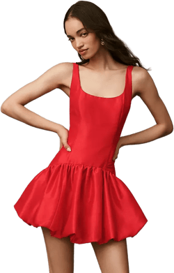 Hutch Sleeveless Satin Drop-Waist Bubble Mini Dress