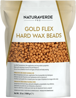NaturaverdePro Gold Flex Hard Wax Beads, Body and Facial Hair Removal, Brazilian Bikini Wax for Women with Soothing Coconut Oil - 2.2 lbs