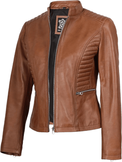 Decrum Leather Jacket Women - Casual Real Lambskin Womens Leather Jacket N185 - Brown Leather Jacket Women XX-Large