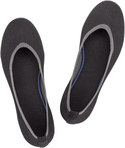 Frank Mully Women's Ballet Flats Round Toe Walking Flats Slip On Work Shoes Knitted Flats Shoes for Woman Soft Lightweight 9.5 All Black