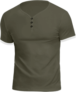 KUYIGO Men's Henley Shirts Short Long Sleeve Casual Summer Slim Fit Cotton Shirt Small A05 Army Green