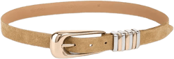 Ettika Women's Metal Core Brown Suede Leather Belt  