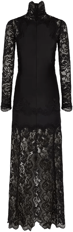 Rabanne Floral Lace Mock Neck Maxi Dress