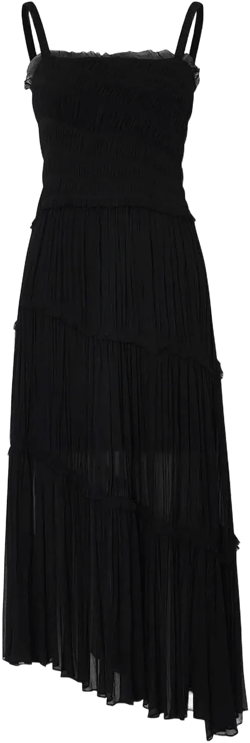 Pleated Detail Chiffon Dress