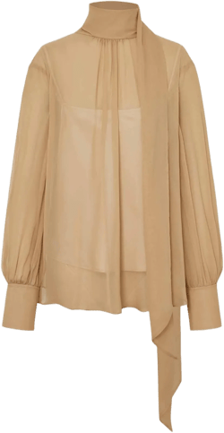 Silk Sheer Tie Blouse