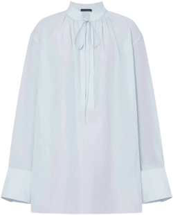 Cotton Blend Tie Blouse